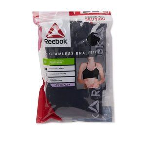 Reebok Women's Plunge Bralette, 2-Pack Super Stretchy Workout Lounge Size XL